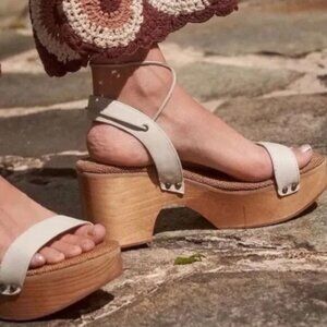 Free People Aurora Wrap Clogs in White Size 38